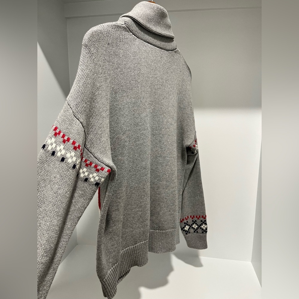 ModCloth Gray No Fox Given Fair Isle Zip-up Sweater - XS oversized cabincore - Picture 5 of 9